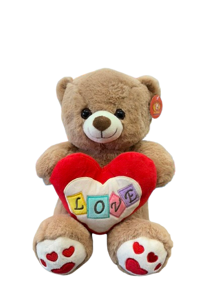 Λούτρινο Καφέ Αρκουδάκι Αγίου Βαλεντίνου 34cm